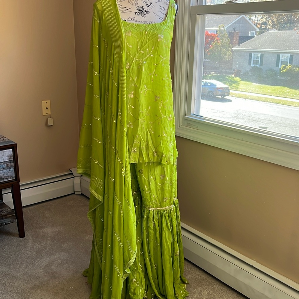 Green apple color sharaara suit with Dupatta